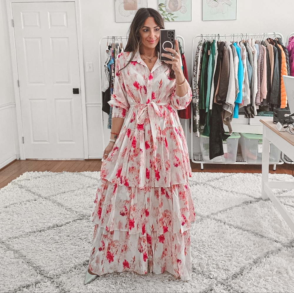 Misa Los Angeles Abigail floral tiered long sleeve maxi dress nwt size S - Picture 5 of 15